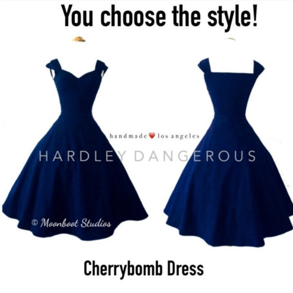 1950s STYLE SWING NAVY MIDI DRESS - Picture 1 of 5